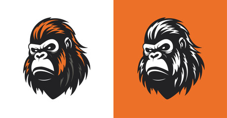 Wall Mural - Gorilla colored head logo icon 001