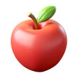 apple 3d fruit icon isolated on transparent background