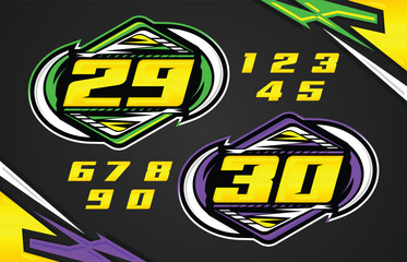 Vector Automotive racing number effect designs