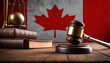 Justice gavel on Canada flag. Law and justice in Canada. Rights of citizens.