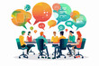 Online Group Discussion - Business Team Chatting in Video Conference, Colleagues Talking in Web Forum or Group Chat, Remote Collaboration and Communication Technology Concept