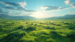 Landscape with grass and sky. Created with Ai