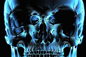 Canvas Print - A skull with a blue tint