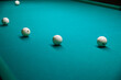Sports game of billiards on a green cloth