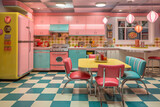 Fototapeta  - Kitchen retro vintage interior