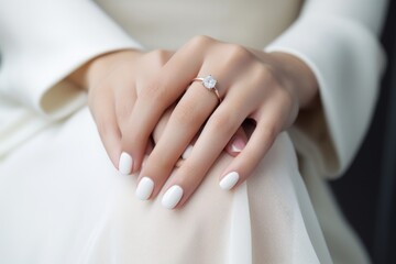 Wall Mural - Wedding nail design of the bride, beautiful hands of the bride with well-groomed manicure