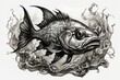 © Reha - monster fish and sea tattoo design, clipart, illustration,