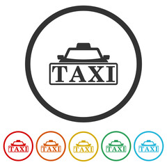 Canvas Print -  Taxi logo icon. Set icons in color circle buttons