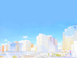 大崎駅前風景。ビル群。イラスト風の写真。