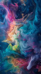 Wall Mural - Liquid paint 3d trippy pastel colors, outer space, generated with AI