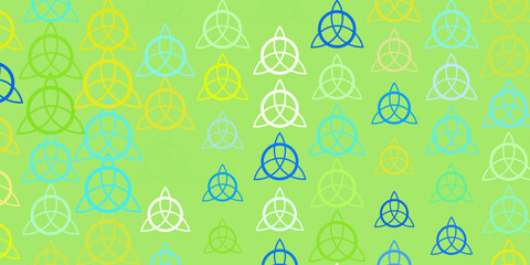 Light Blue, Yellow vector background with occult symbols.