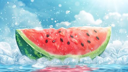 Wall Mural - Fresh sliced watermelon - summer background