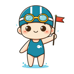 Canvas Print - cute swimmer  Illustrator Artwork