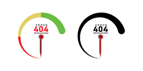 Wall Mural - Error 404 abstract design with fuel meter vector illustration. Webpage internet security warning to use for programming, web development, webpage error, error 404 projects.
