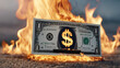 © Koca - Global recession economy and declining Financial crisis . Burning excess money. Excessive waste of money. .