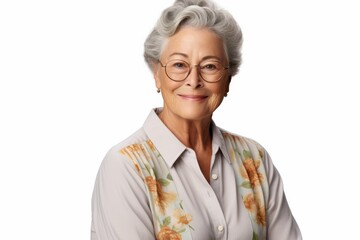 Canvas Print - Older Woman in Glasses and Floral Shirt