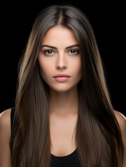 Wall Mural - Woman With Long Brown Hair in Black Top