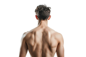 back of a fit person isolated on a white background