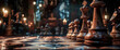 illustration of a chess game in cinematic style