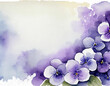 Grunge background with hand drawn beautiful violets on watercolor paper, for wedding invitations and cards