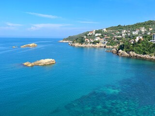 Wall Mural - Adriatic sea Montenegro scenic view on Ulcinj town.