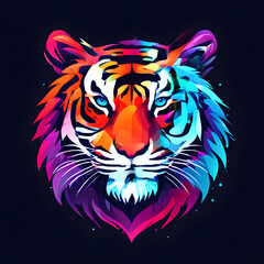  simple tiger logo vector with abstract colors on colorful background