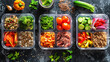 Nutritious Meal Prep Containers with Healthy Food Choices