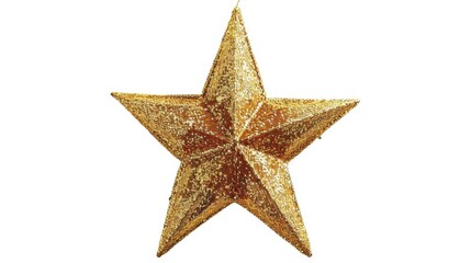 Wall Mural - Shimmering golden star with glitter texture, isolated on white background, Christmas decoration element