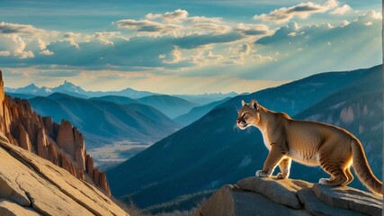 Wall Mural - Puma in the mountains