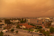 Thick Haze of Orange Smoke Laden Skies Over Redwood City California as a Result of Nearby Wildfires Forest Fires Caused by Climate Change Global Warming and Drought