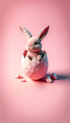 Poster - a rabbit made out of paper with a bunny shaped egg in the middle.