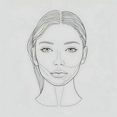 Abstract female face in one line. Woman face with flowers Surreal Line art female floral girl. Minimalism Abstract modern Continuous single line woman face portrait
