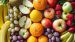 Assortment of Colorful Fruits Arranged in a Pattern