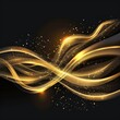 Vector Abstract shiny color gold wave design element with glitter effect on dark background. Generative AI