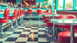 © edojob - Vintage diner interior with retro seating
