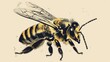 Honey bee vector engraving illustration