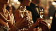Lady with luxurious champagne in her hands at a prestigious party