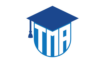 Wall Mural - TMA initial letter academic logo design vector template. school college logo, university logo, graduation cap logo, institute logo, educational logo, library logo, teaching logo, book shop, varsity	
