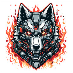 Wall Mural - WOLF CYBORG VECTOR