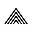 a black triangle with a white background