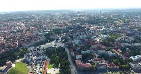 Poster - vilnius cityscape gediminas tower in background. lithuania