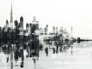 Canvas Print - a black and white photo of a city skyline