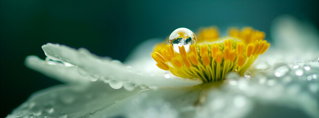 Poster - Pink Flower with Dropspink Flower with Drops