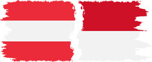 Monaco and Austria grunge flags connection vector