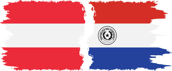 Paraguay and Austria grunge flags connection vector