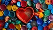 Cap collecting: An eco-friendly container for plastic caps designed in the shape of a heart, symbolizing love for the environment, with a lifeline motif.