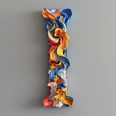 Sticker - a colorful letter made out of glass on a gray background