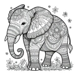 Wall Mural - an elephant with intricate patterns on it's body