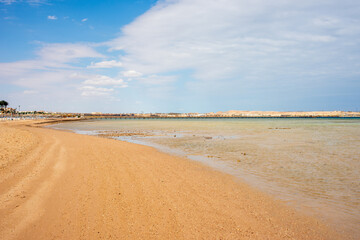 Wall Mural - seascape with empty beach in sahl hasheesh hurghada egypt for background