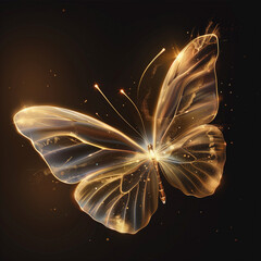 Wall Mural - Butterfly illustration with Transparent and golden light line 